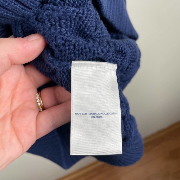 NEW Lands End Drifter Sweater Navy Blue Gradient Cable Knit Size S Tall - Picture 8 of 9